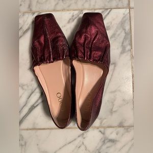 Rodo square flats. Shimmer red. Size 8/39.5 made in Italy